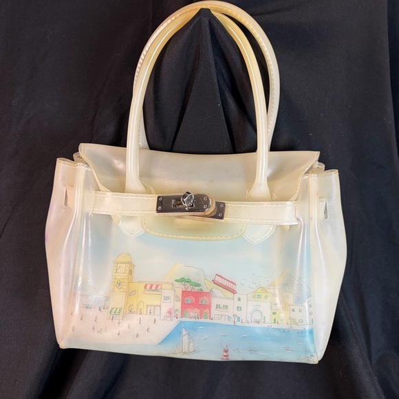 Capri City Made in Italy Novelty Top Handle Bag Italian Coastal Scene - Picture 1 of 9